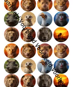Eetbare Cupcakeprint The Lion King film 2019 - 24 cupcake rondjes