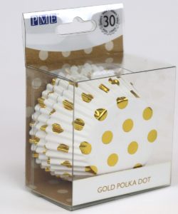PME Foil Lined Baking Cups Gold Polka Dot pk/30