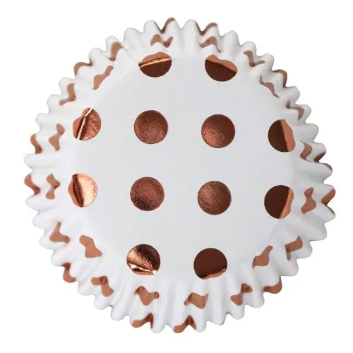 Pme foil lined baking cups rose gold polka dot pk/30 (2)