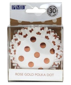 PME Foil Lined Baking Cups Rose Gold Polka Dot pk/30