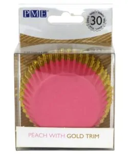 PME Foil Lined Baking Cups Peach with Gold Trim pk/30