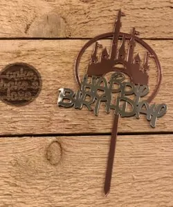 Caketopper Happy Birthday kasteel zilver/roze