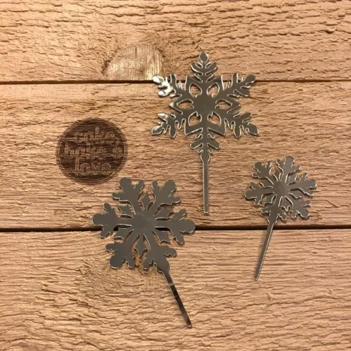 Caketopper snowflakes zilver