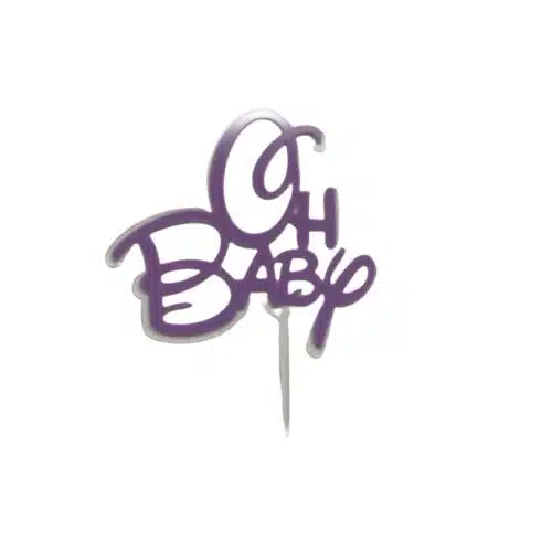 Caketopper oh baby paars