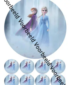 Eetbare Taartprint Frozen 2 2 - 18 cm rond + 8 cupcake rondjes