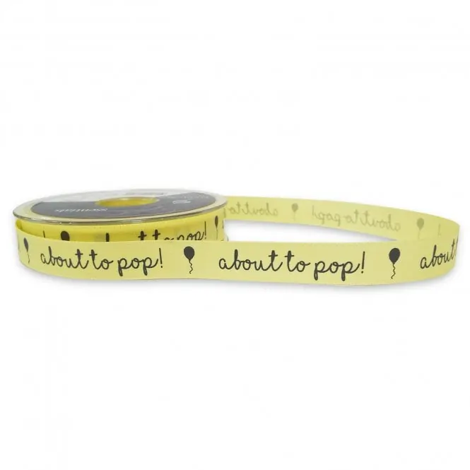Lint per meter 1,5 cm breed about to pop - geel bij cake, bake & love 5 Lint per meter 1,5 cm breed about to pop - geel