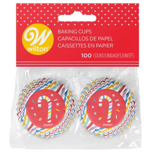 Wilton mini baking cups candy cane pk/100 bij cake, bake & love 5