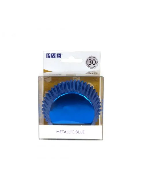 Pme cupcake cases foil lined - metalic blue pk/30