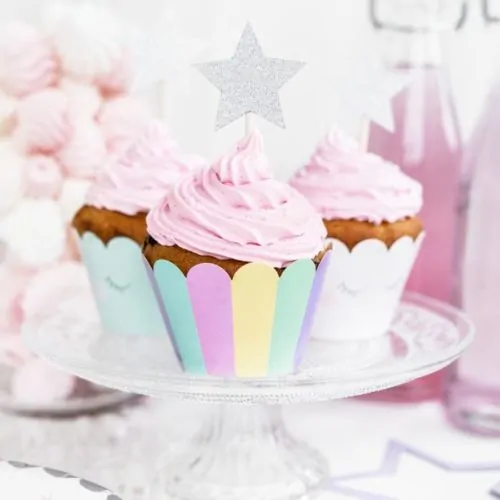 Partydeco cupcake wrappers unicorn set/6 - afbeelding 2