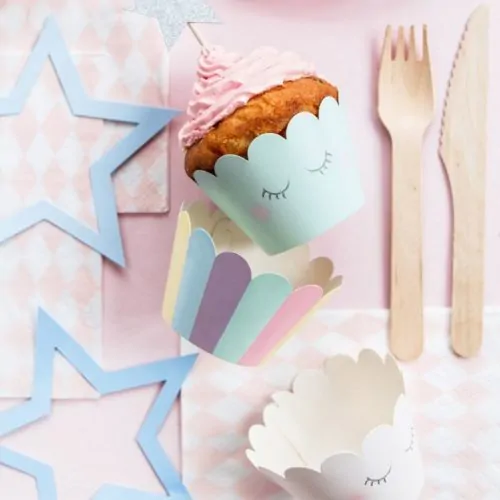 Partydeco cupcake wrappers unicorn set/6 - afbeelding 3