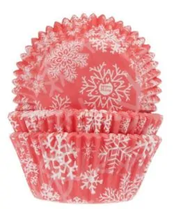 House of Marie Baking Cups Sneeuwkristal Rood pk/50