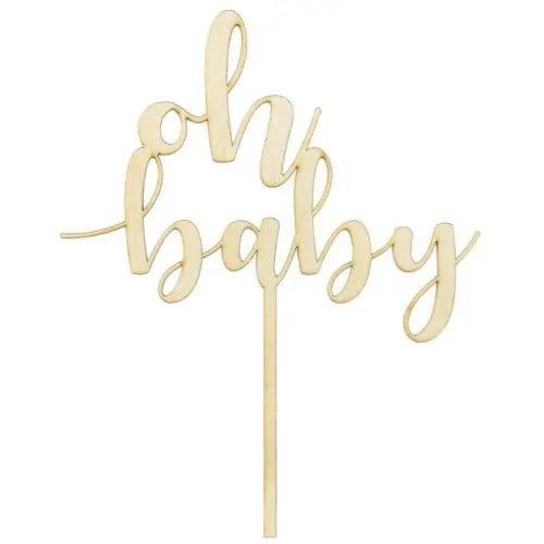 Partydeco houten cake topper - oh baby - afbeelding 2
