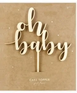 PartyDeco Houten Cake Topper - Oh Baby