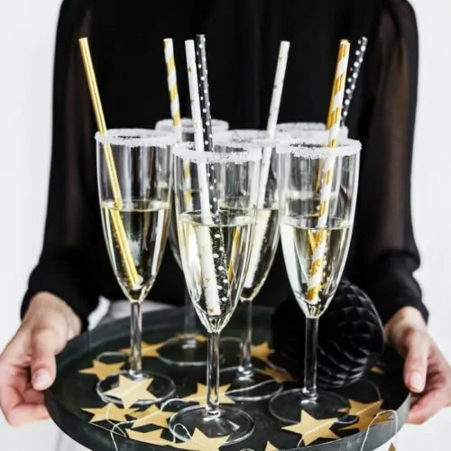 Partydeco papieren rietjes zwart pk/10 - afbeelding 3