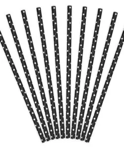 PartyDeco Papieren Rietjes Zwart pk/10