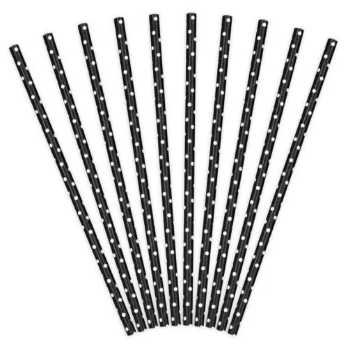 Partydeco papieren rietjes zwart pk/10