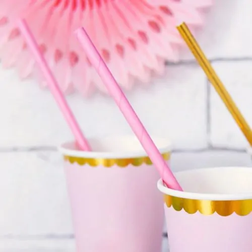 Partydeco papieren rietjes light roze pk/10 - afbeelding 2