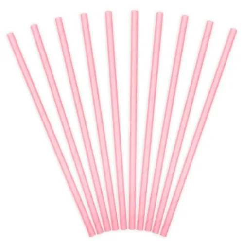 Partydeco papieren rietjes light roze pk/10
