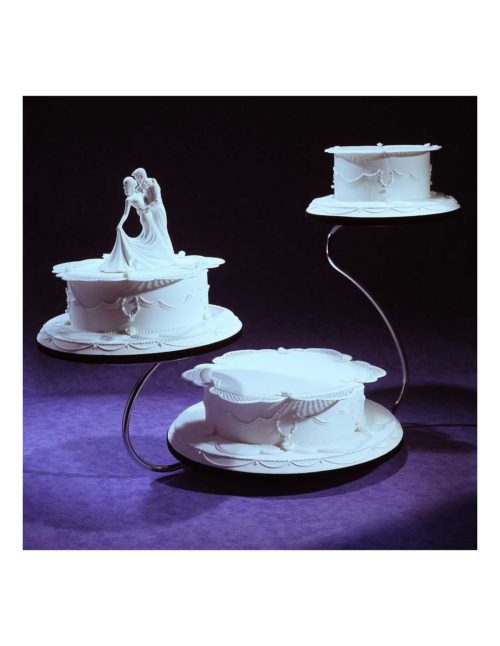 Swan shape gold finish 3 tier cake stand bij cake, bake & love 4