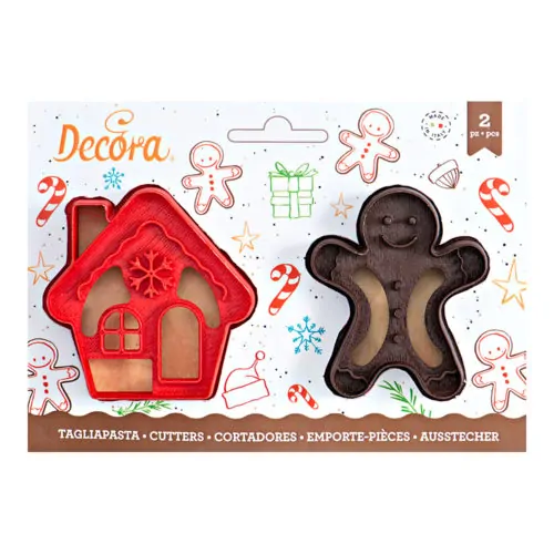 Koekjesuitsteker set gingerbread man & house