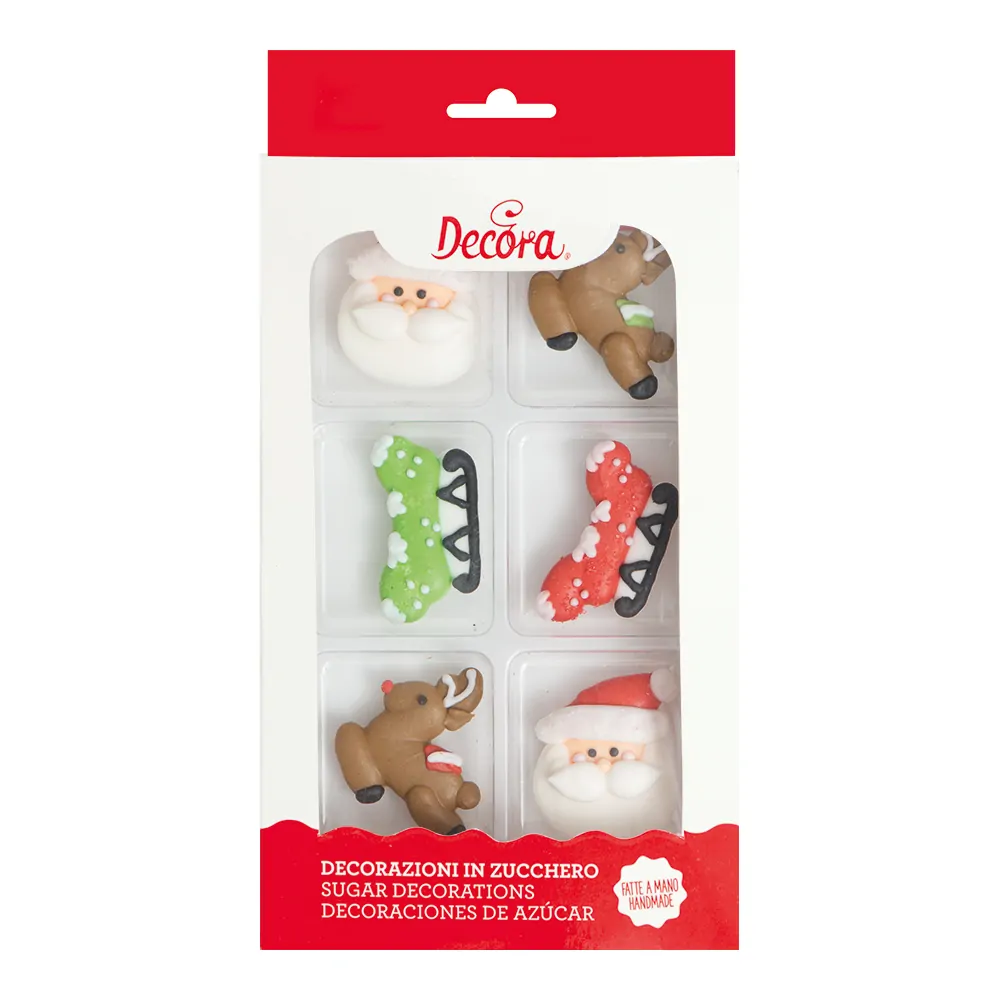Suikerdecoraties santa claus pk/6 bij cake, bake & love 5 Suikerdecoraties santa claus pk/6