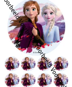 Eetbare Taartprint Frozen 2 4 - 18 cm rond + 8 cupcake rondjes