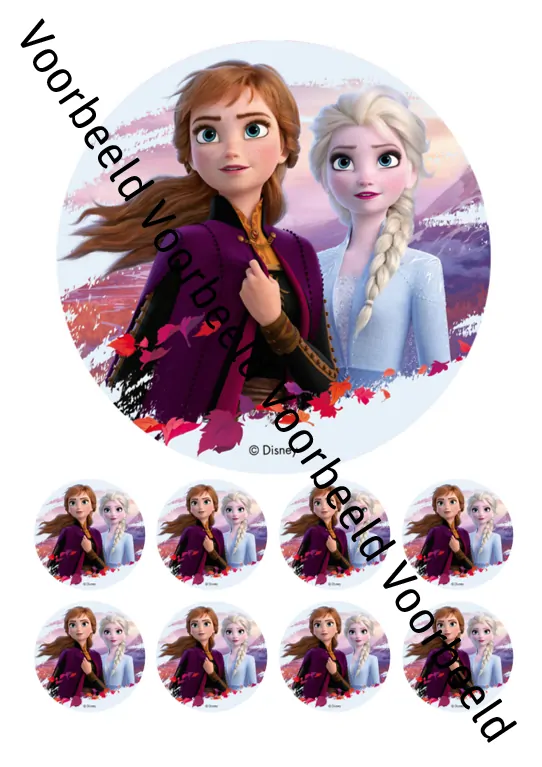Eetbare taartprint frozen 2 4 - 18 cm rond + 8 cupcake rondjes bij cake, bake & love 5 Eetbare taartprint frozen 2 4 - 18 cm rond + 8 cupcake rondjes