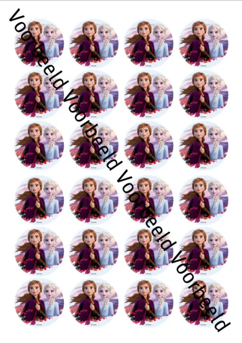 Eetbare cupcakeprint frozen 2 4 - 24 cupcake rondjes