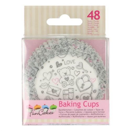 Funcakes baking cups -love doodle- pk/48 bij cake, bake & love 5