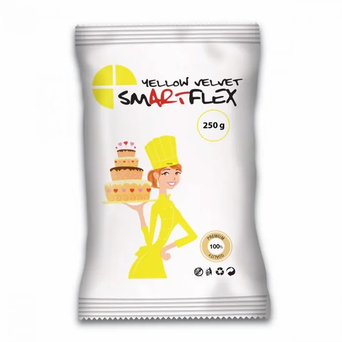 Smartflex fondant yellow velvet 250g bij cake, bake & love 4 Smartflex fondant yellow velvet 250g