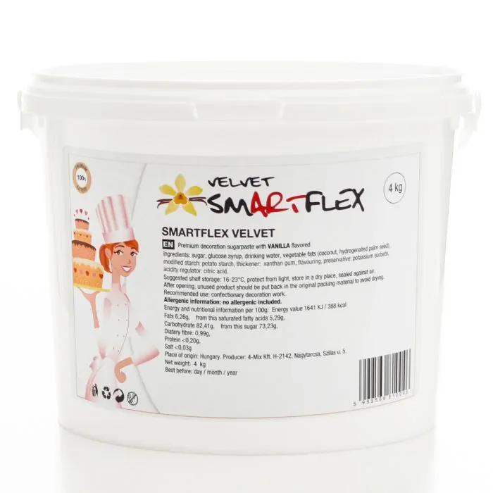 Smartflex fondant white velvet 4kg bij cake, bake & love 4 Smartflex fondant white velvet 4kg
