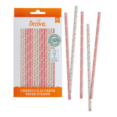 Paper straws stars & dots pink 80 stuks bij cake, bake & love 5