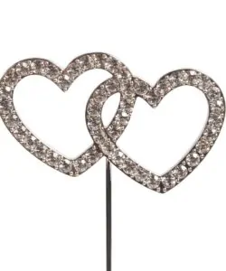 Caketopper strass Double Heart