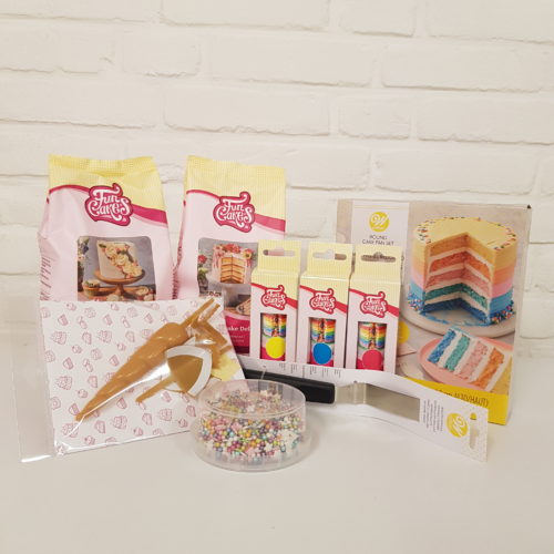 Regenboog eenhoorn taart deluxe pakket bij cake, bake & love 5