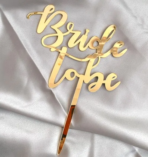 Caketopper bride to be goud