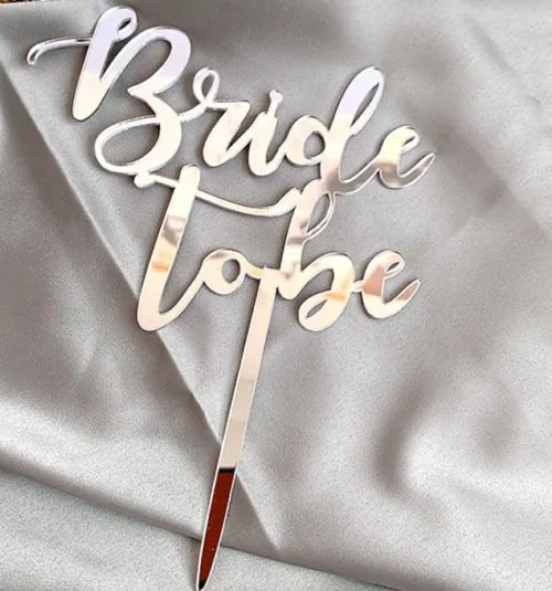 Caketopper bride to be zilver