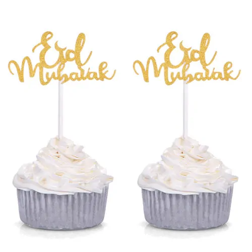 Eid mubarak tekst cupcake prikkers 10 stuks