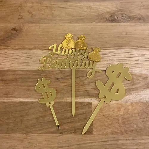 Caketopper happy birthday money - afbeelding 2
