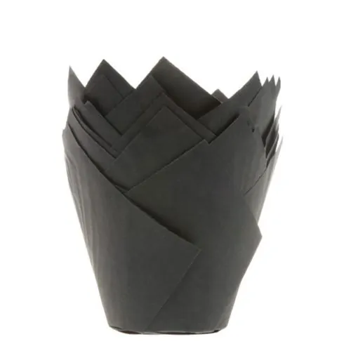 House of marie muffin cups tulp zwart pk/36