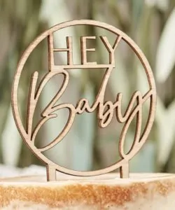 Wooden Caketopper Hey Baby
