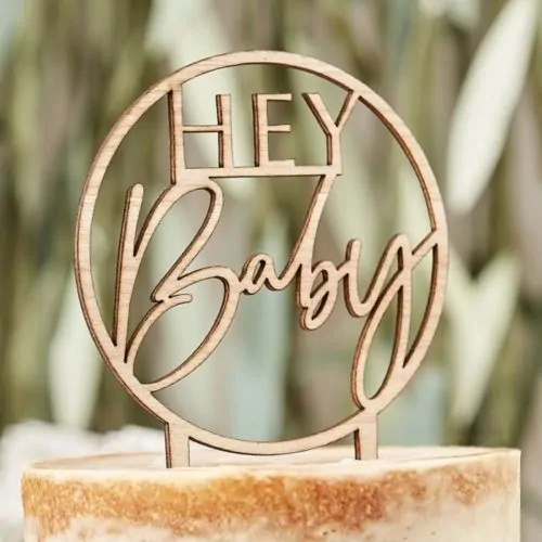 Wooden caketopper hey baby