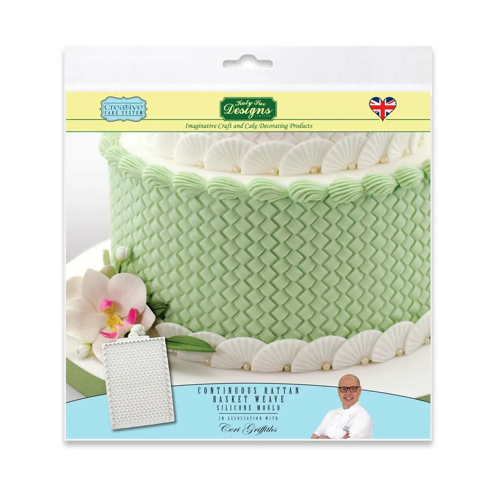 Katy sue designs - continuous rattan basket weave textured bij cake, bake & love 5 Katy sue designs - continuous rattan basket weave textured