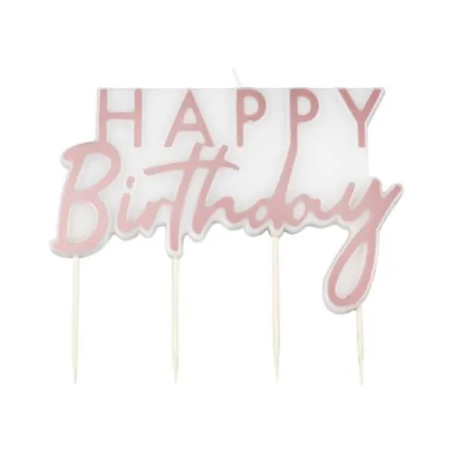 Candle - rose gold happy birthday - afbeelding 2