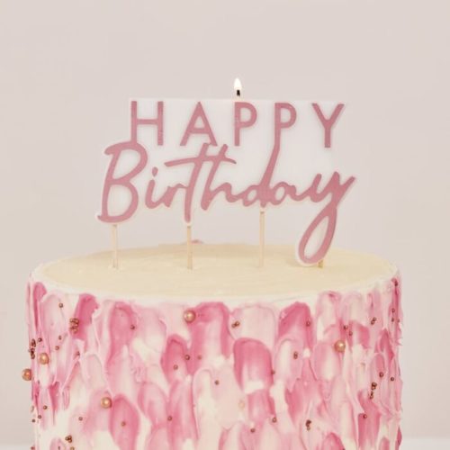 Candle - rose gold happy birthday bij cake, bake & love 5