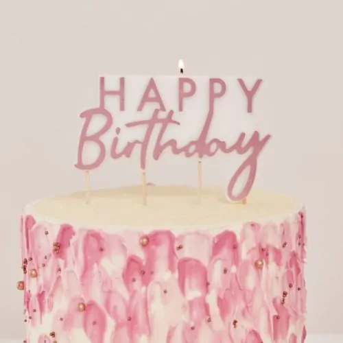 Candle - rose gold happy birthday