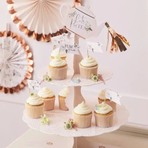 Cake stand - floral tea pot