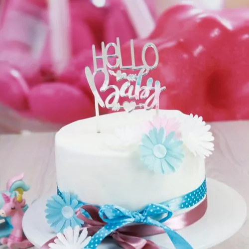 Caketopper hello baby zilver - afbeelding 2