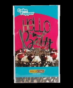 Caketopper Hello Baby zilver