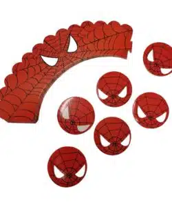 Spiderman cupcake wrapper + rondjes set 12