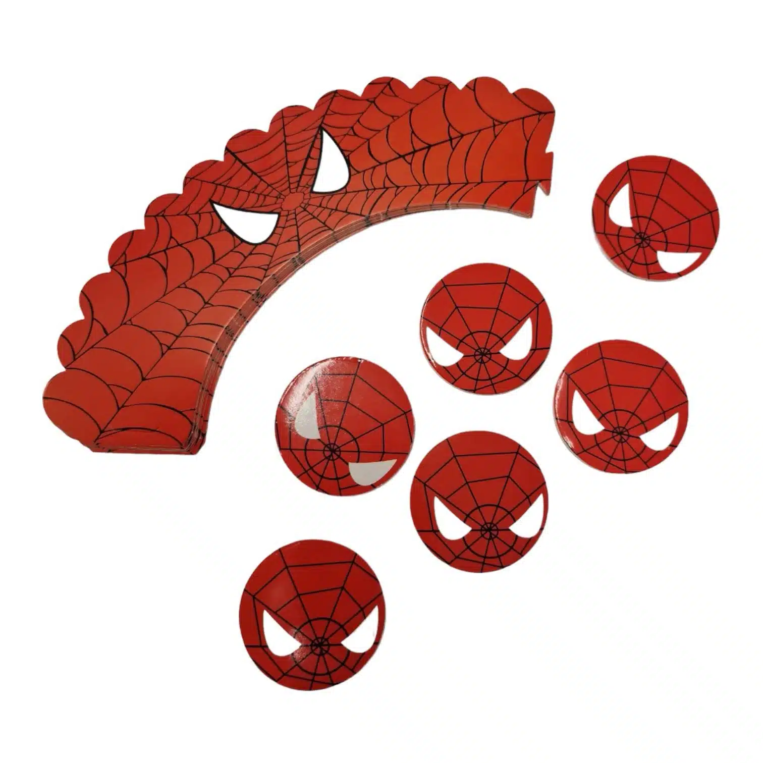 Spiderman cupcake wrapper + rondjes set 12 bij cake, bake & love 5 Spiderman cupcake wrapper + rondjes set 12
